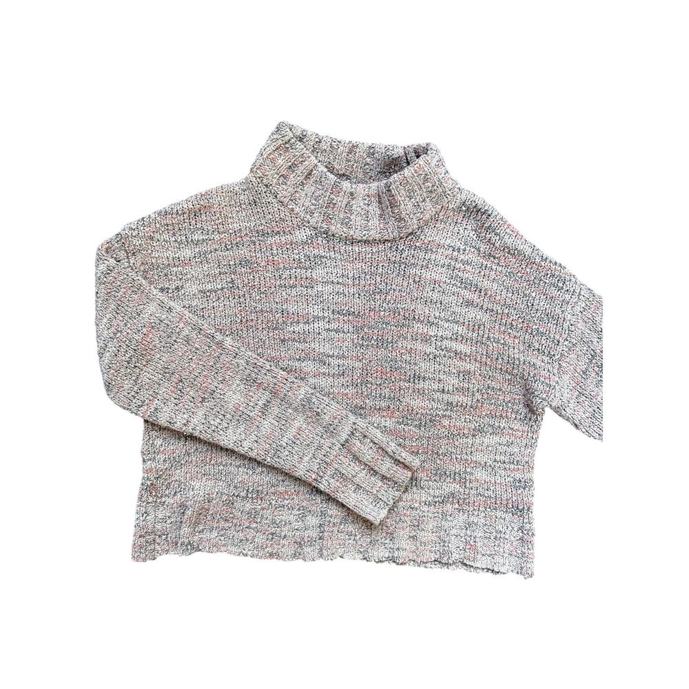 SO Goods For Life Gray Pink Marled Turtleneck Sweater Medium
